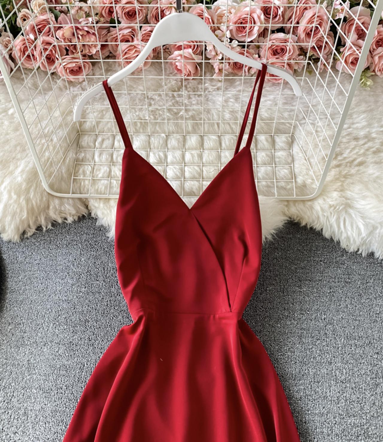 Simple A line v neck dress  764