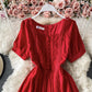 Cute chiffon lace dress A line dress  816