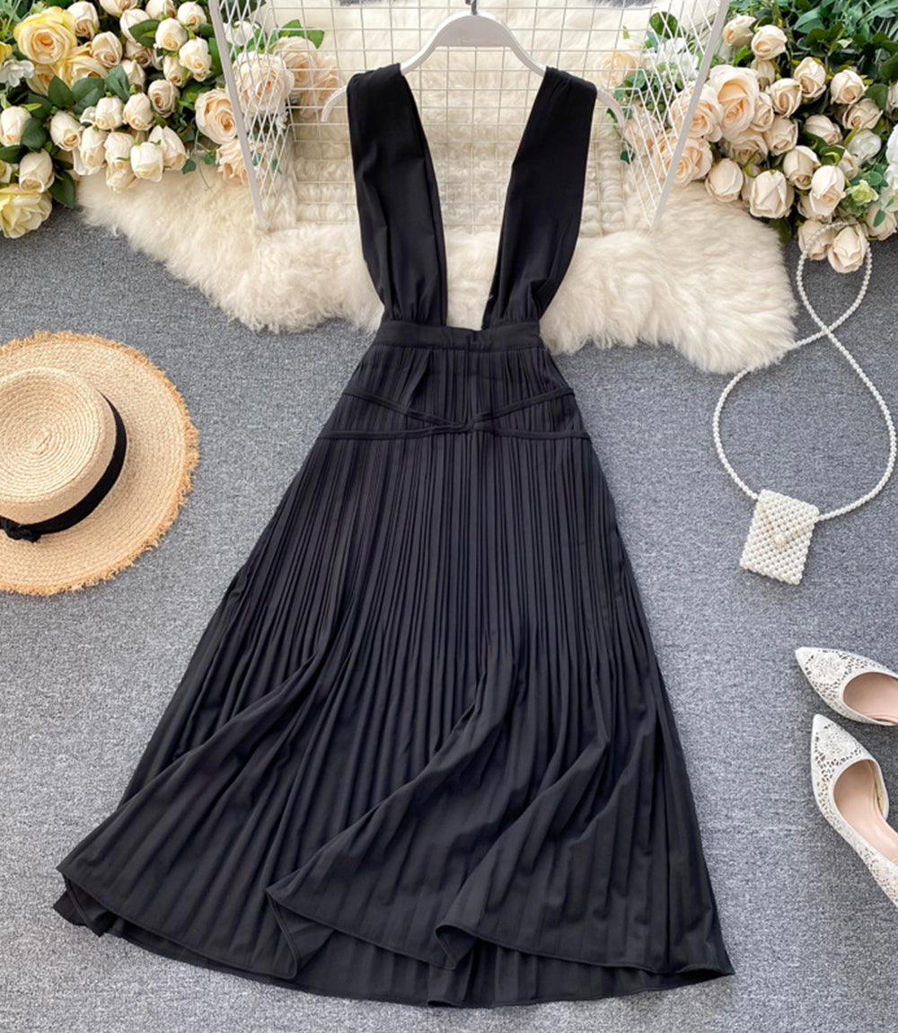 Süßes A-Linien-Kleid mit V-Ausschnitt, modisches Kleid 853