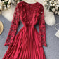 Stylish long sleeve lace dress  768