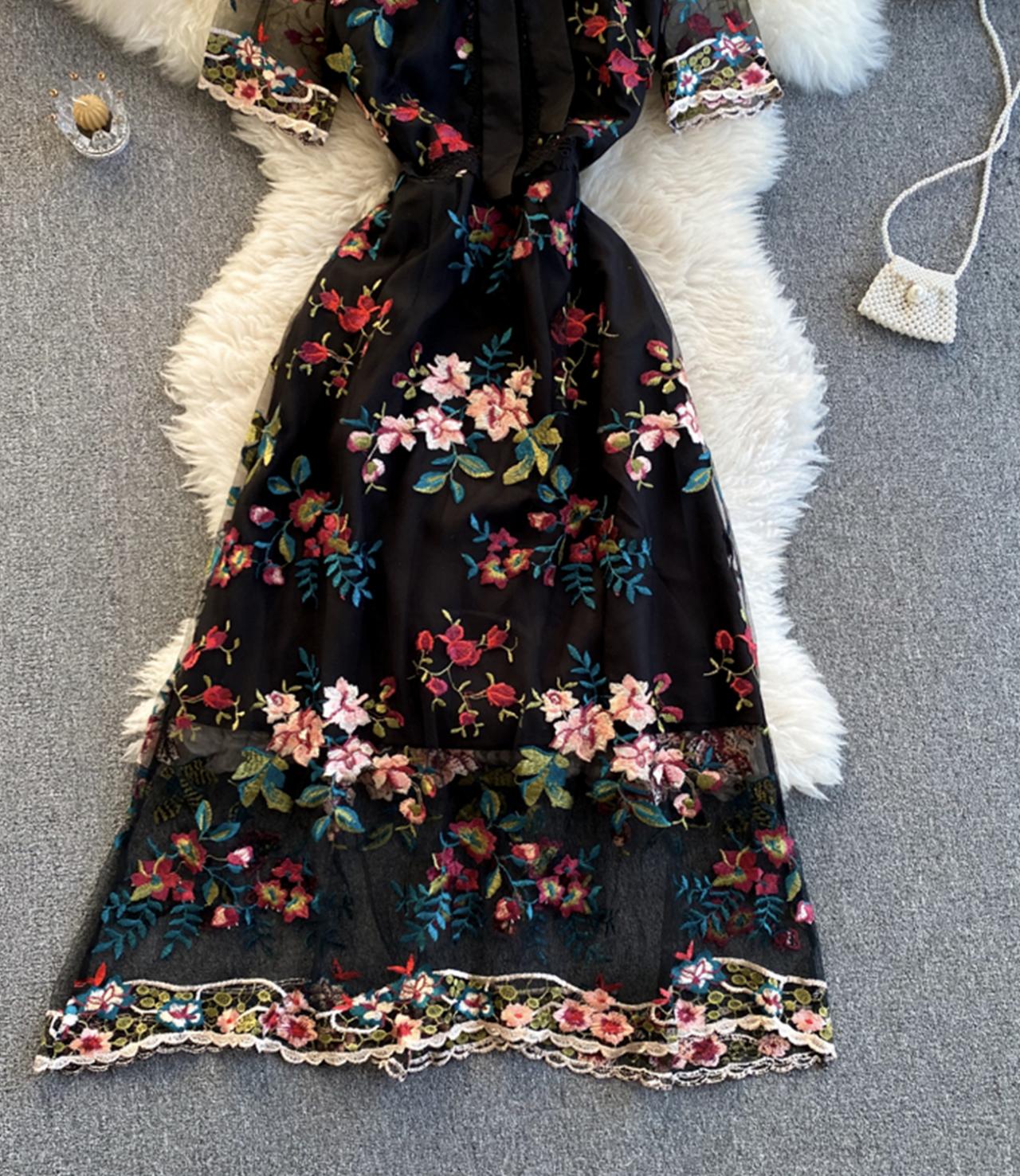 Cute A line dress with embroidery  829