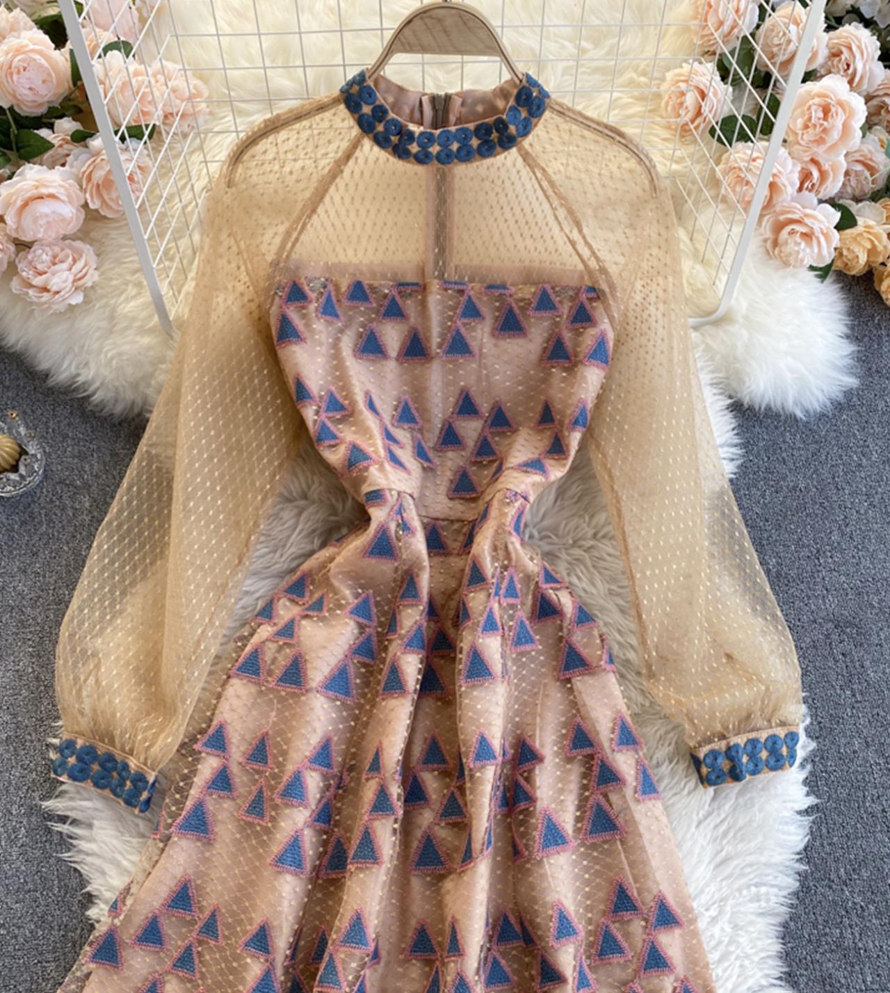 High quality A line long sleeve dress  798