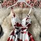 Cute A line floral dress short dress  774