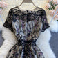 Elegant A line lace long dress  809