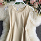 Einfaches A-Linien-Rundhalskleid Modekleid 841