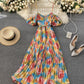 A line v neck floral dress fashion dress  770