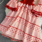 Pink A-Linie Spitze kurzes Kleid Modekleid 842