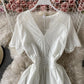 Cute v neck dress white dress  822