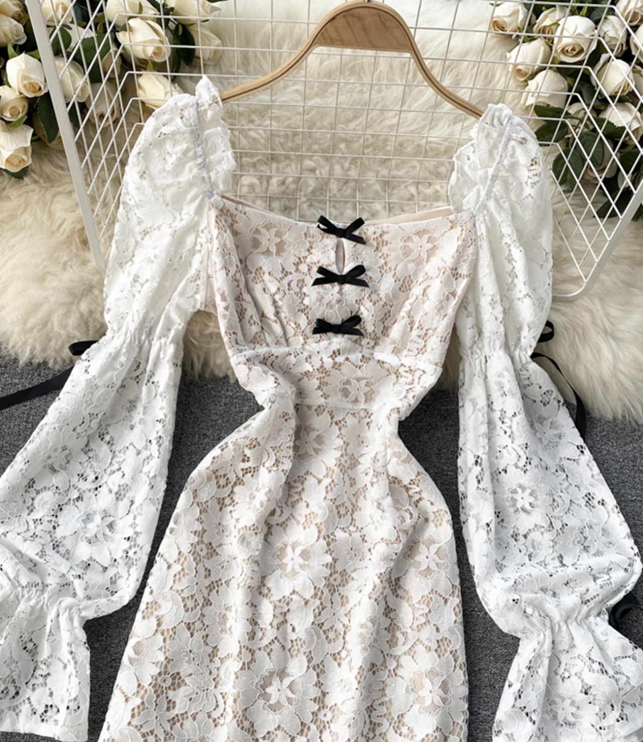 Cute lace long sleeve dress  769