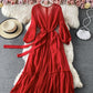 Rotes A-Linie Chiffonkleid Mode Mädchenkleid 840
