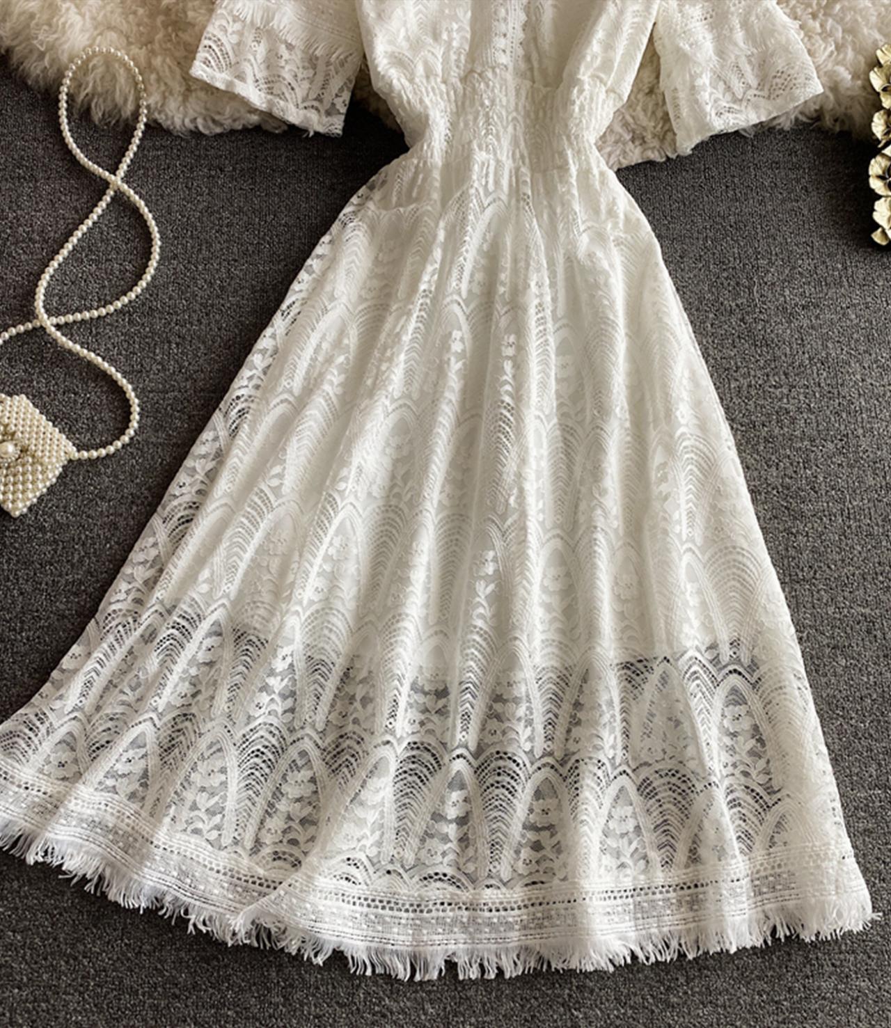 Cute A line lace dress fashion dress  838