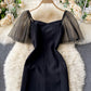 Simple black short dress fashion dress  835