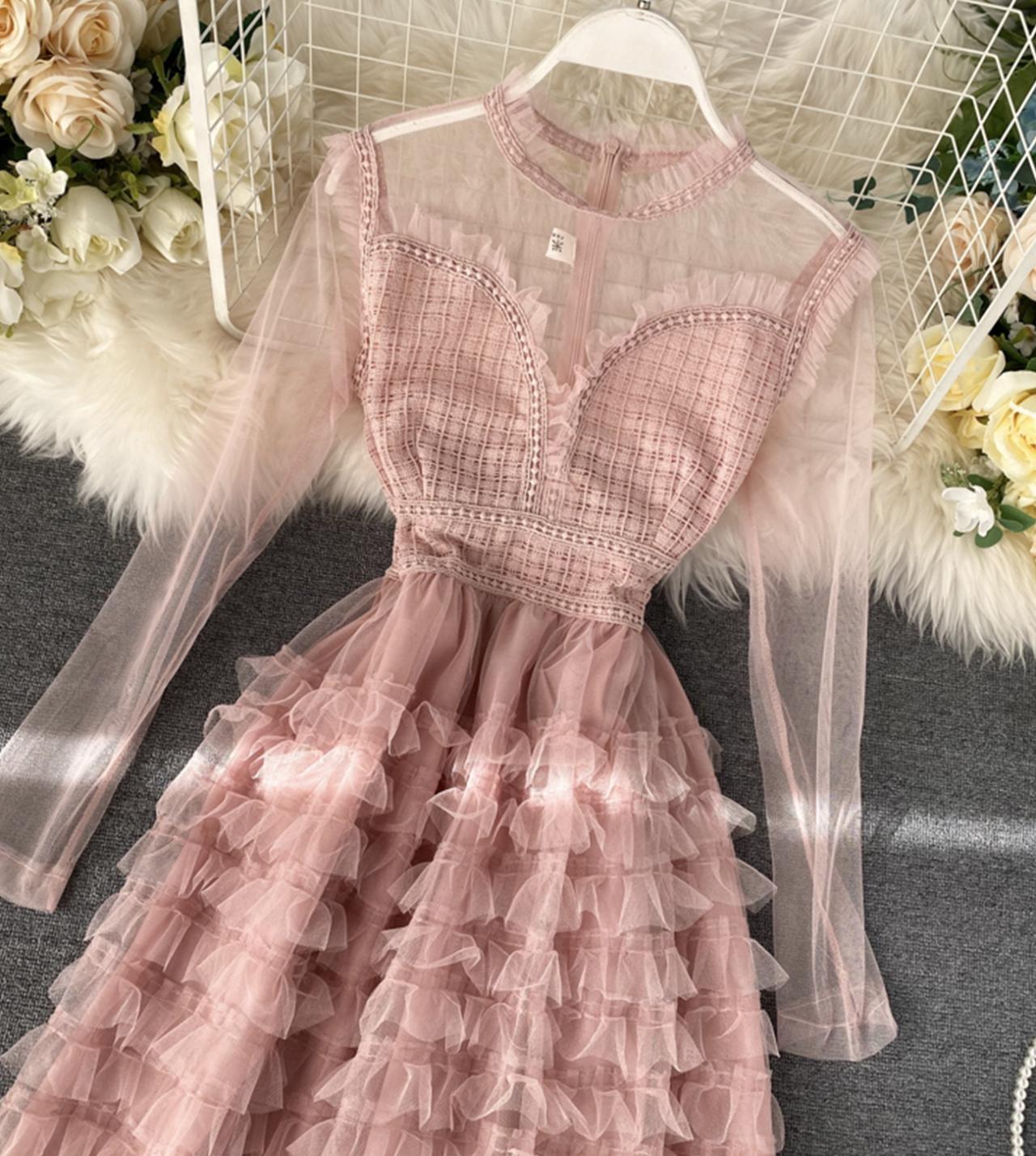 Stylish A line long sleeve dress  771