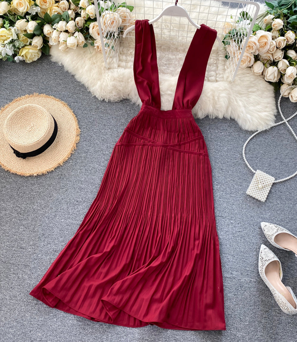 Süßes A-Linien-Kleid mit V-Ausschnitt, modisches Kleid 853