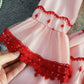 Pink A-Linie Spitze kurzes Kleid Modekleid 842