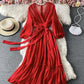 Rotes A-Linie Chiffonkleid Mode Mädchenkleid 840