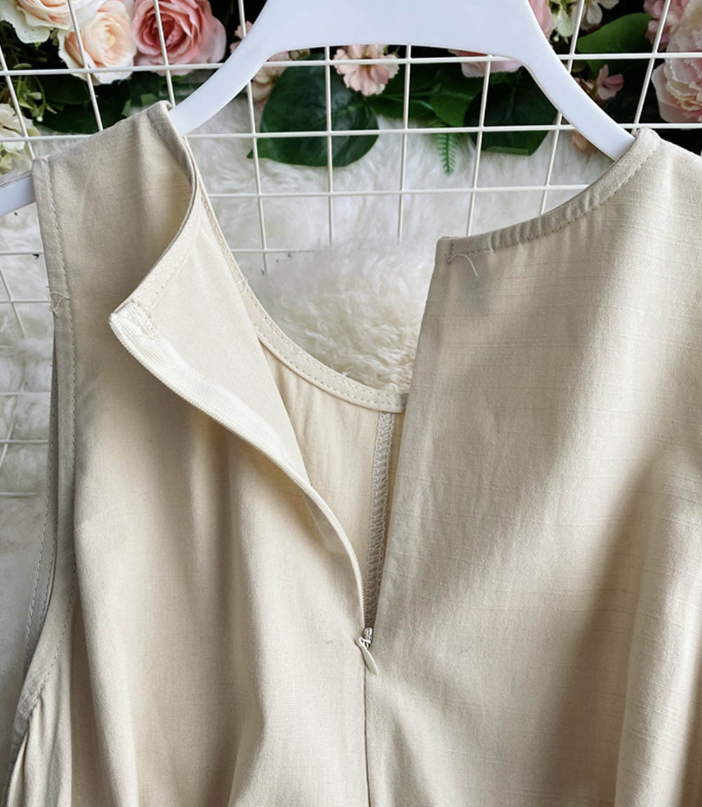 Einfaches A-Linien-Rundhalskleid Modekleid 841