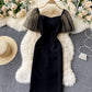 Simple black short dress fashion dress  835