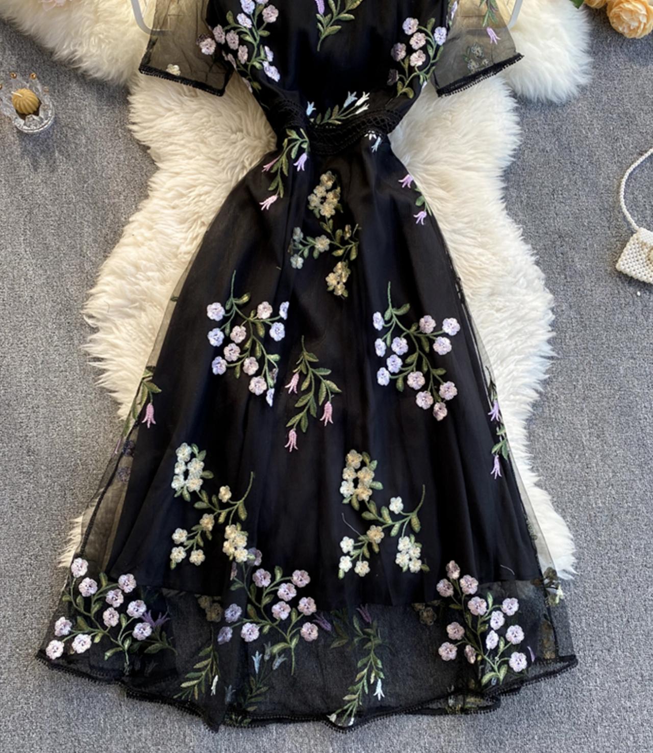 Black A line lace dress fashion dress  821