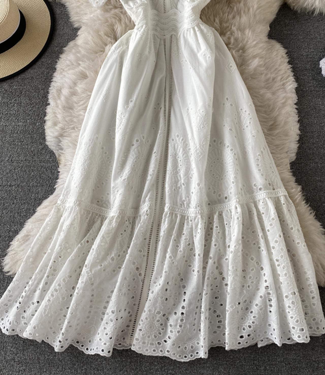 Cute v neck dress white dress  822