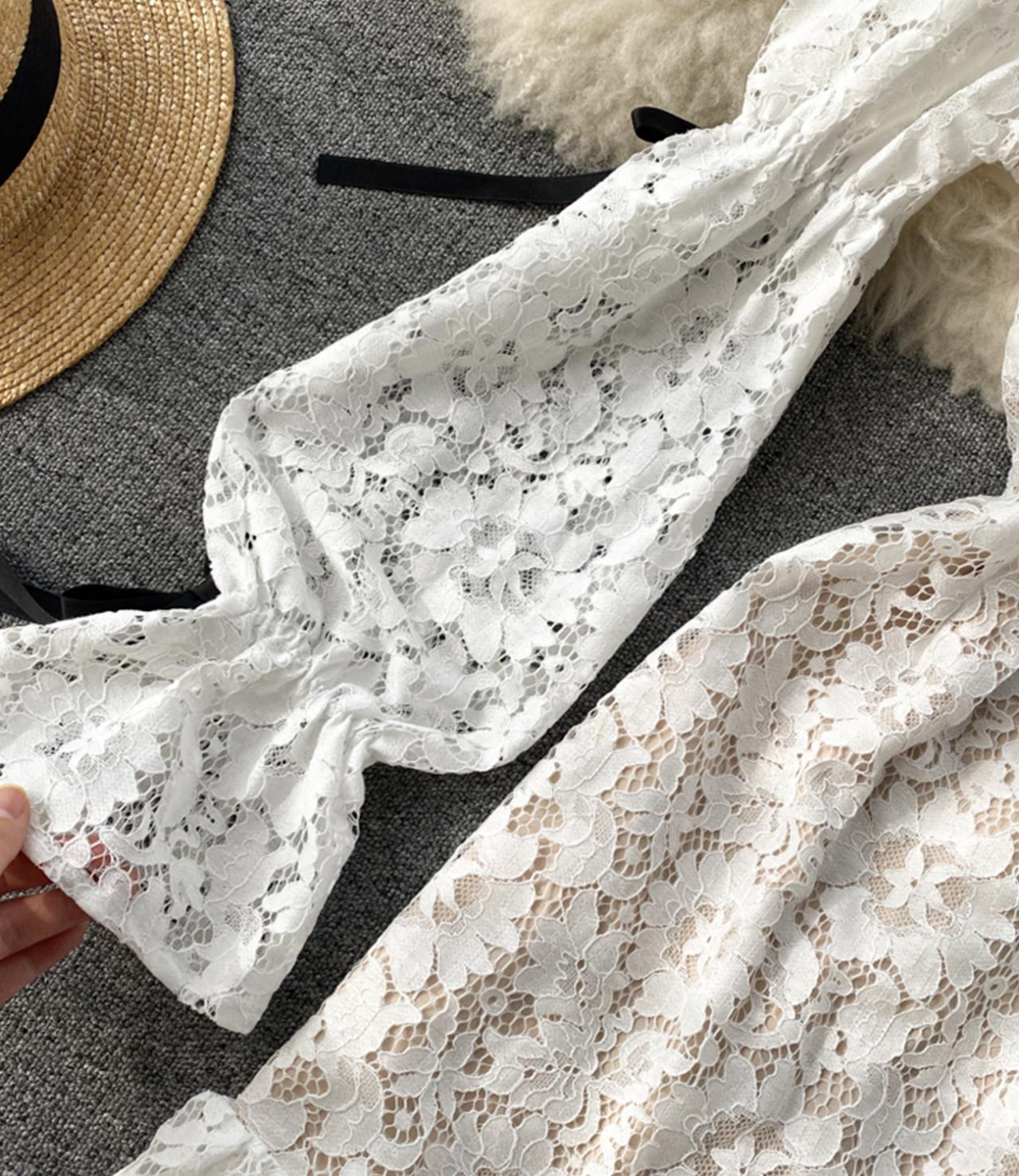 Cute lace long sleeve dress  769