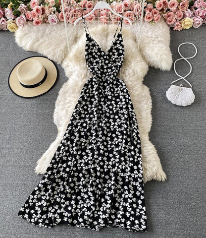 Stylish v neck floral dress  763