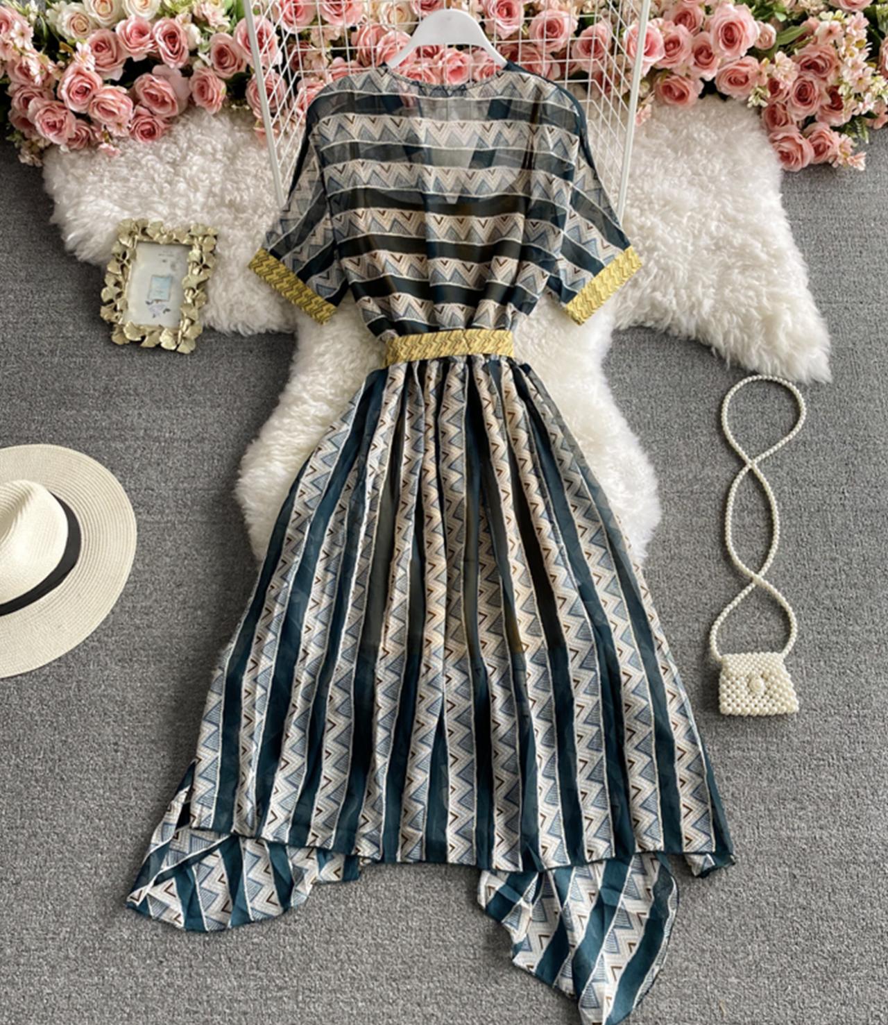 Stylish A line irregular dress  788