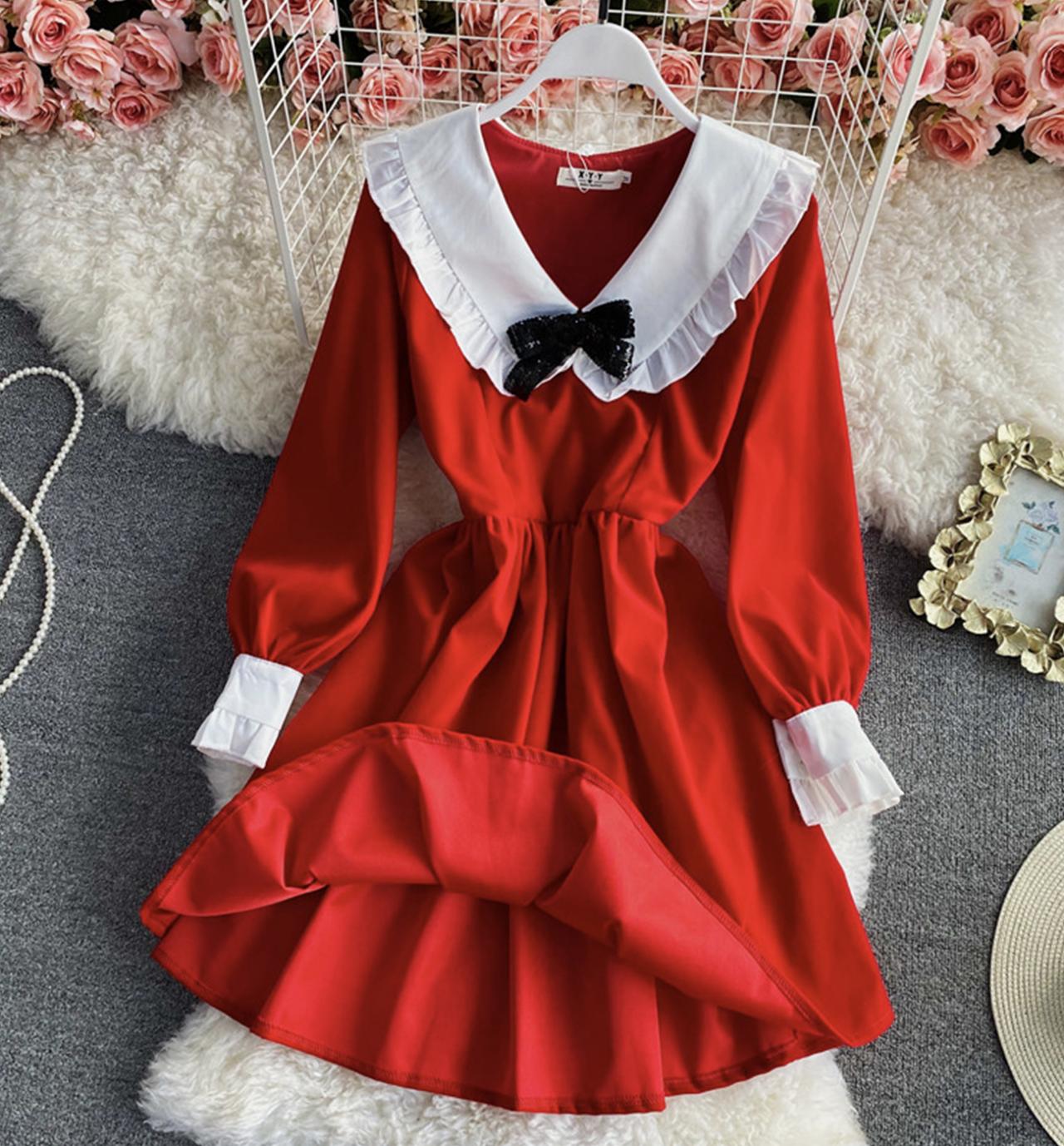 Cute A line long sleeve dress fashion dress  810