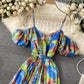 A line v neck floral dress fashion dress  770