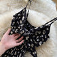 Black A line floral dress with bow  784