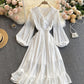 Cute chiffon A line dress long sleeve dress  786