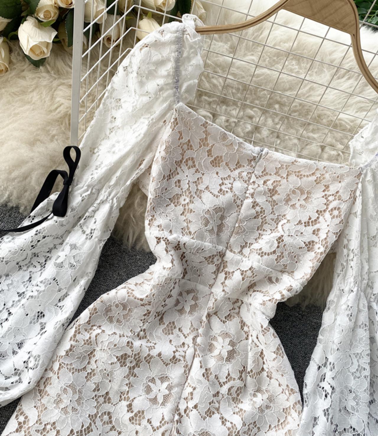 Cute lace long sleeve dress  769