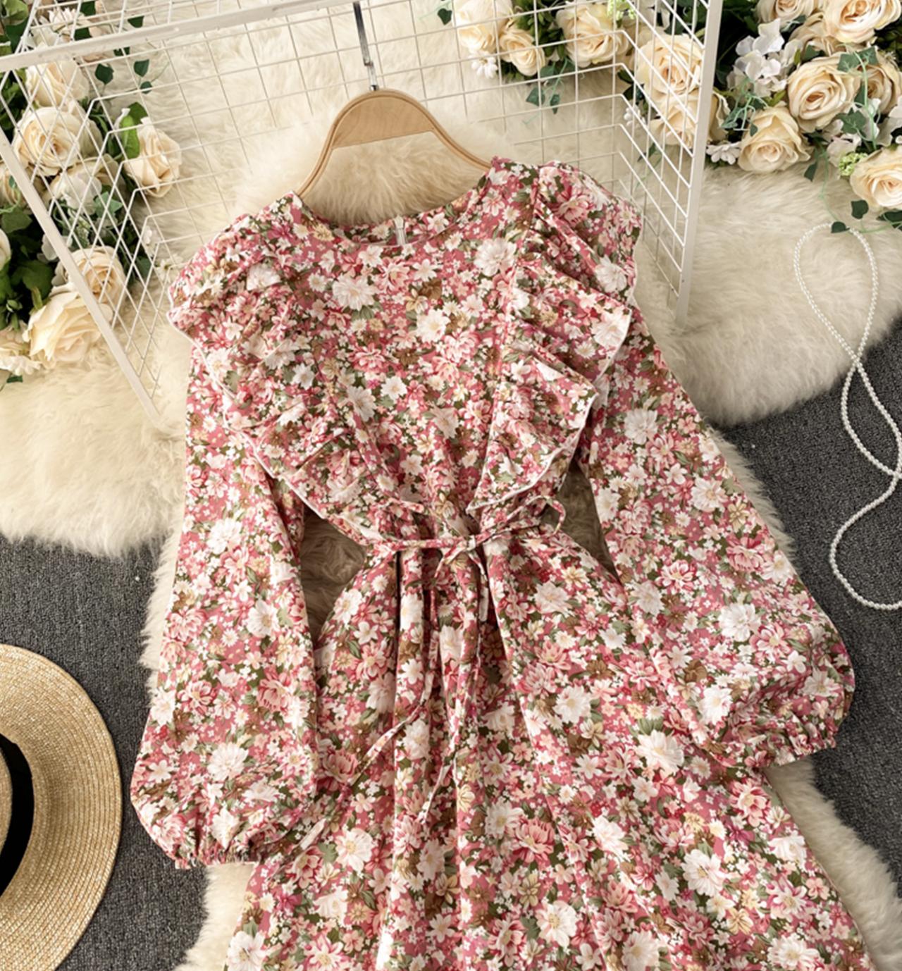 Cute A line floral dress fashion dress  811