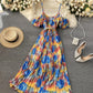 A line v neck floral dress fashion dress  770