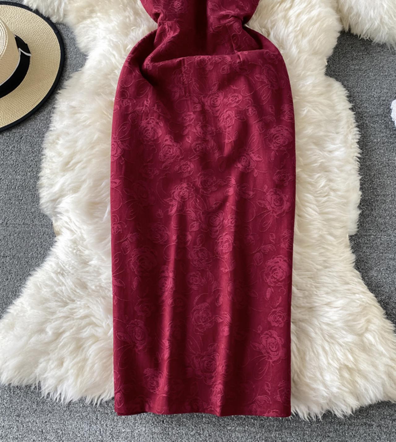Burgundy off shoulder dress  781
