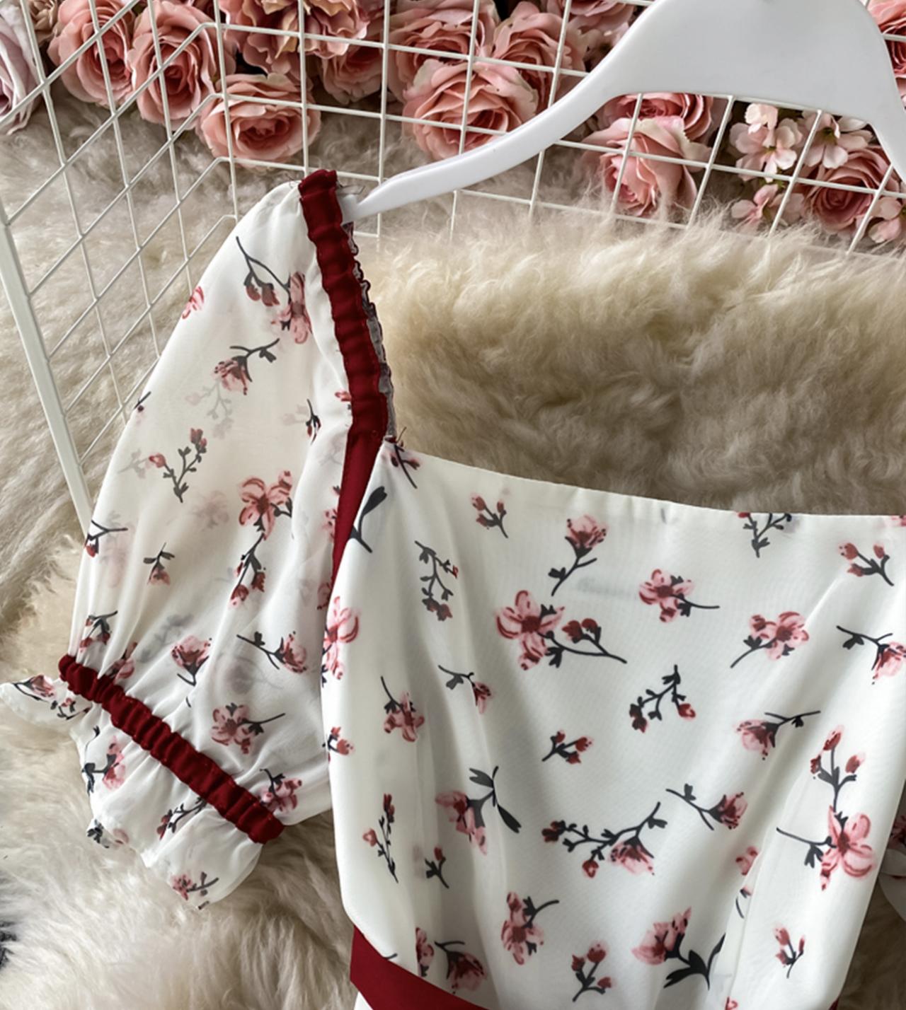 Süßes Blumenkleid in A-Linie, kurzes Kleid 807