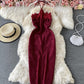 Burgundy off shoulder dress  781