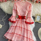Pink A-Linie Spitze kurzes Kleid Modekleid 842