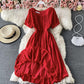 Cute chiffon lace dress A line dress  816