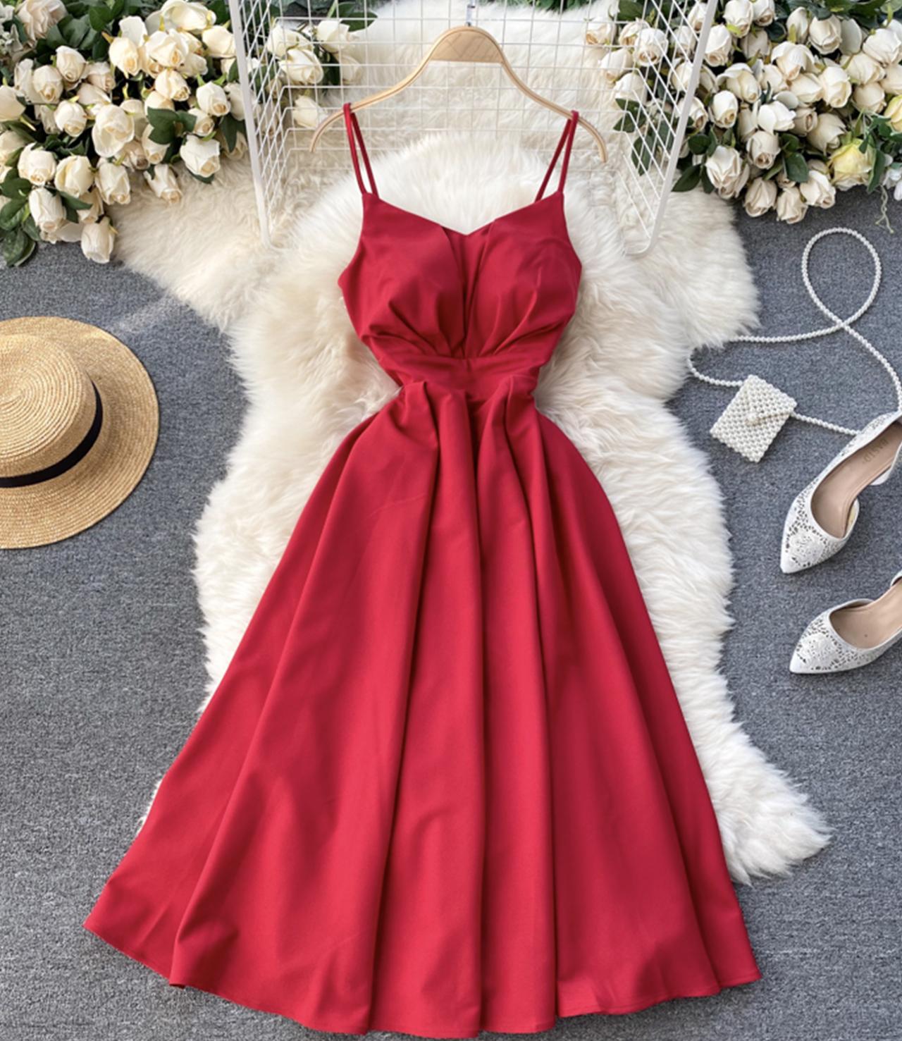 Stylish v neck lace up dress A line party dress  767