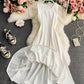 Einfaches A-Linien-Rundhalskleid Modekleid 841
