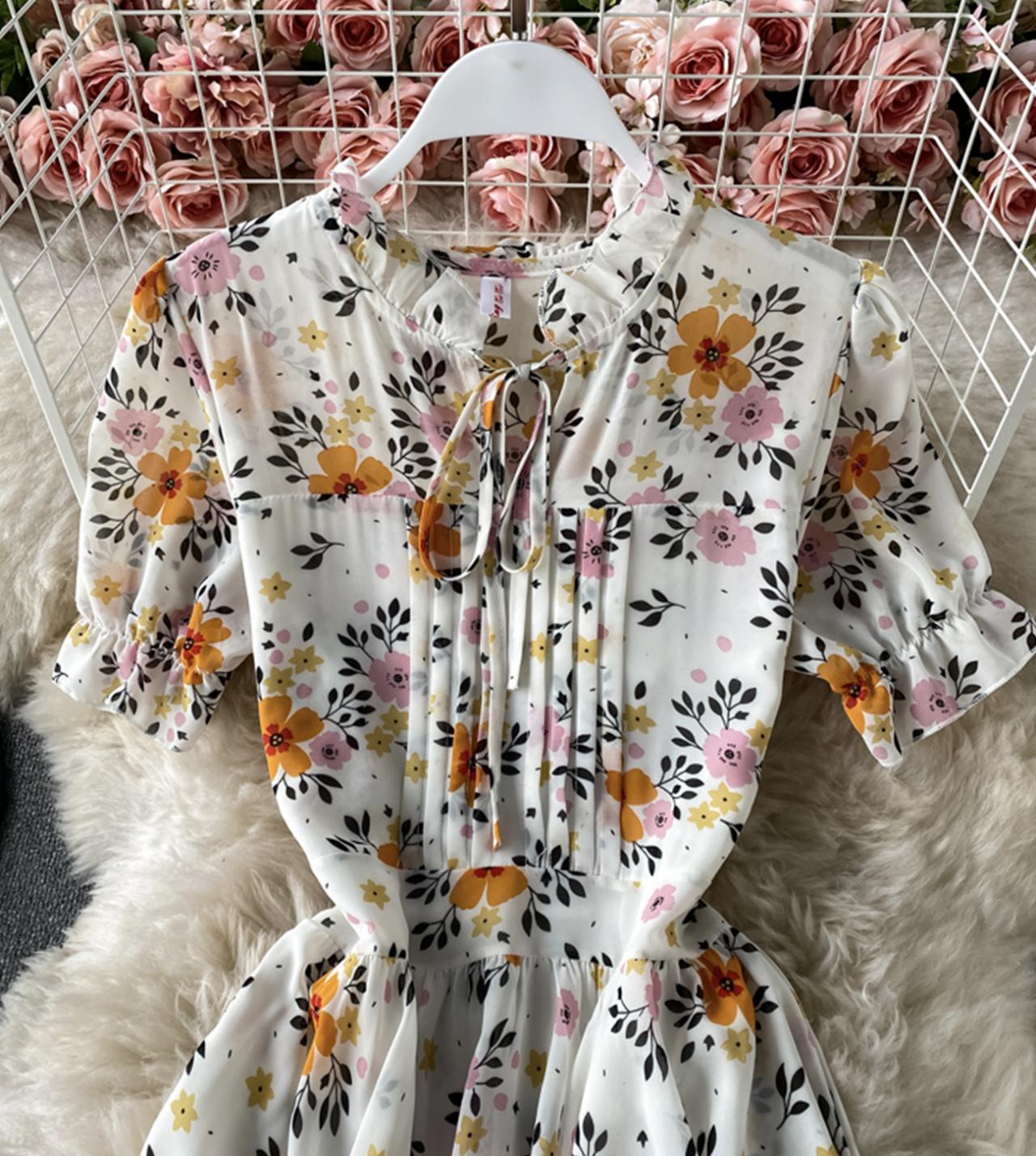 Cute A line floral dress fashion dress  801