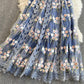 Robe courte en dentelle de haute qualité, robe trapèze bleue 796