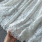 White A line lace v neck dress  793