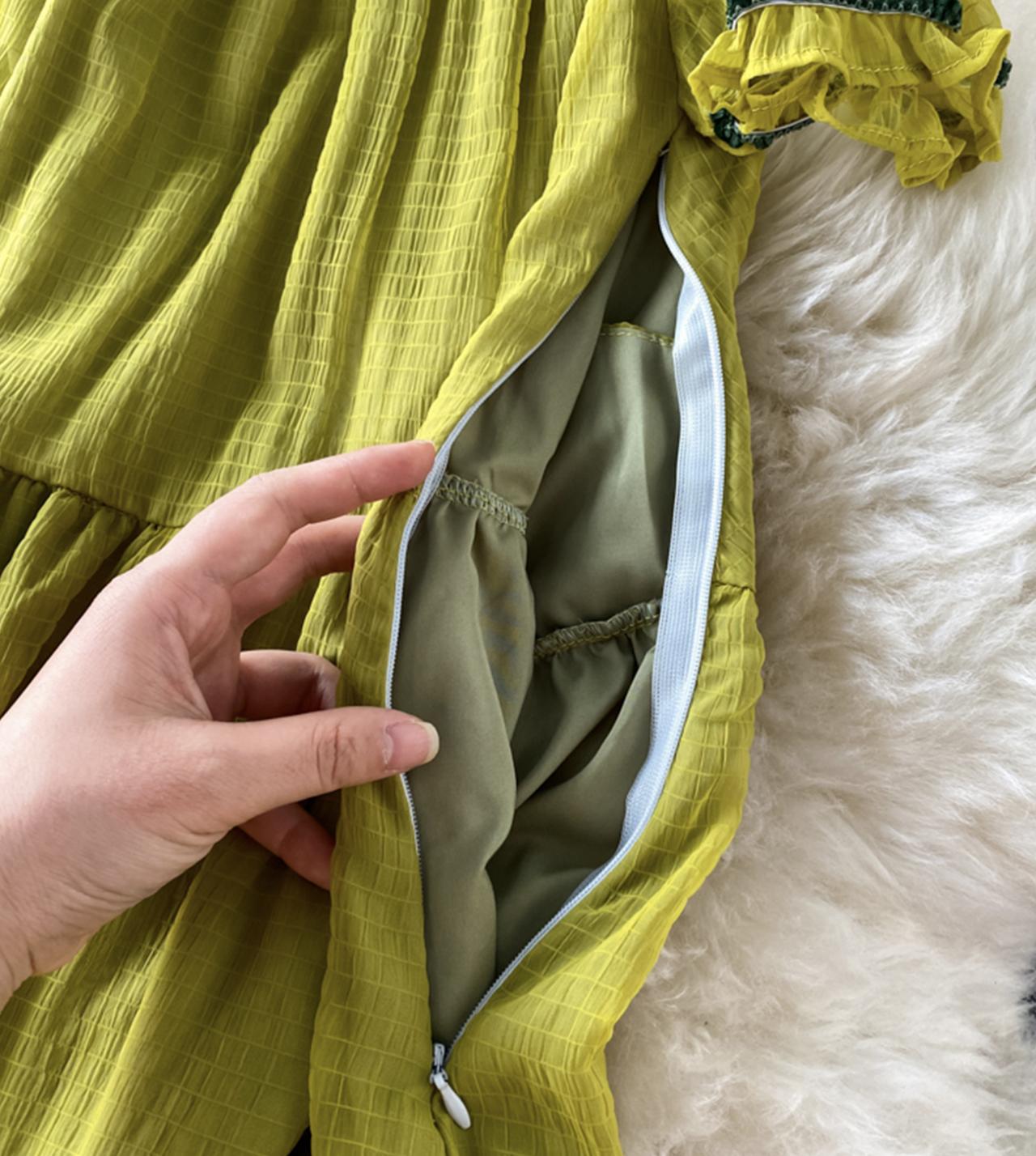 Grünes kurzes Kleid aus Tüll Modekleid 775