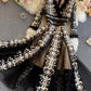 Schwarzes Spitzenkleid mit V-Ausschnitt A-Linie Partykleid 827