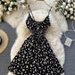 Black A line floral dress with bow  784