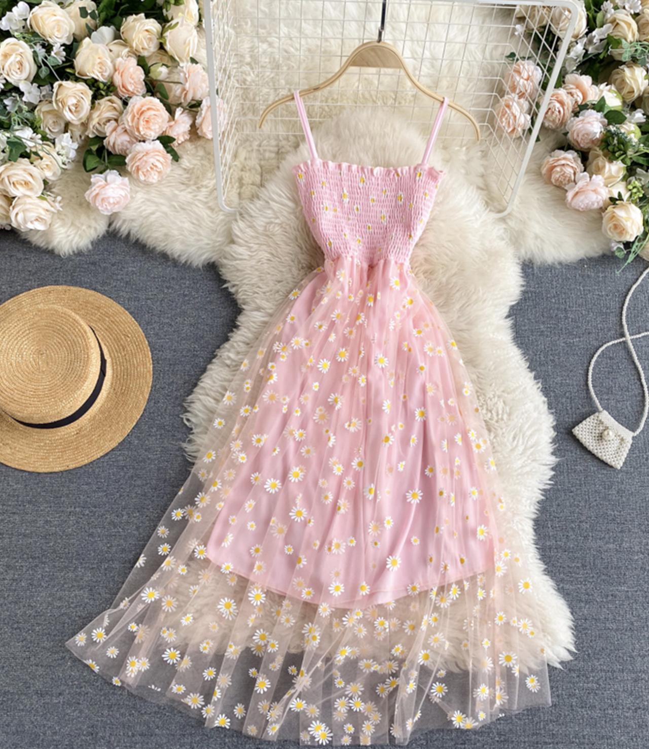 Cute A line tulle floral dress  766
