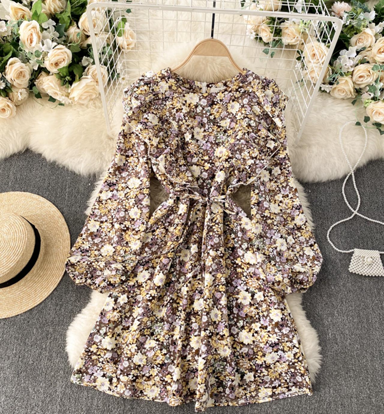 Cute A line floral dress fashion dress  811