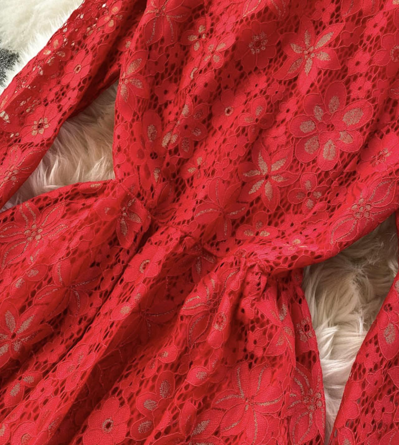 Elegantes Spitzenkleid mit langen Ärmeln Kleid in A-Linie 776
